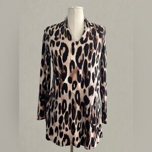 Chico's Leopard Print Blouse - Black and Brown